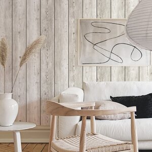 วอลเปเปอร์หน้ากว้าง 1 เมตร ลายไม้สีขาว