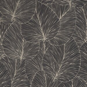 วอลเปเปอร์ติดผนังลายใบไม้ลายเส้นสีดำทอง