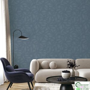 วอลเปเปอร์ลายเส้นสีเงิน พื้นสีน้ำเงิน No.52506-4