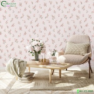 วอลเปเปอร์ลายดอกไม้ สีส้มโอรส พื้นหลังชมพู