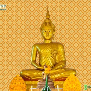 วอลเปเปอร์ลายไทยราคาถูกลายประจำยามพื้นทอง