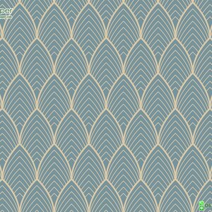 วอลเปเปอร์ติดผนังลายกราฟฟิค ทรงโค้ง พื้นสีฟ้าเขียว