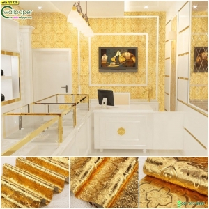 วอลเปเปอร์ติดผนังลายอาหรับสีทอง