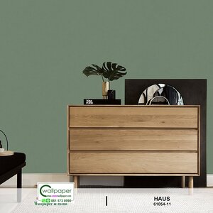 วอลเปเปอร์หน้ากว้าง สีเขียวอมเทา No.61054-11