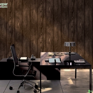 วอลเปเปอร์ติดผนังลายไม้ ระแนงสีน้ำตาลเข้ม