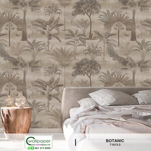 วอลเปเปอร์ลายใบไม้ โทนสีน้ำตาล No.71013-3