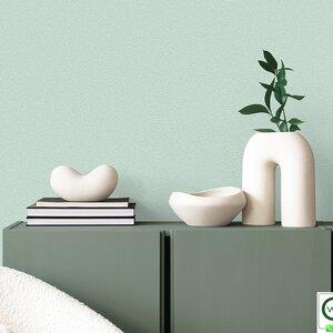 วอลเปเปอร์ห้องนั่งเล่นสีพื้นเขียวอมเทา No.25078-5