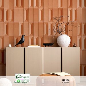 วอลเปเปอร์โมเดิร์นหน้ากว้าง สีส้ม No.61050-3