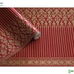 ผนังลายไทย ลายกรวยเชิงสีแดง