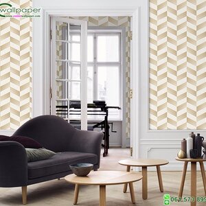 วอลเปเปอร์ติดผนังราคาถูก ลายกราฟฟิค สีน้ำตาลทอง