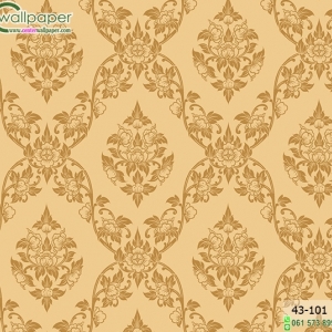 wallpaper ลายไทยห้องพระ ลายพุดตานสีทอง