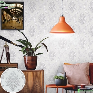 วอลเปเปอร์ติดผนังลายหลุยส์ พื้นสีเทา