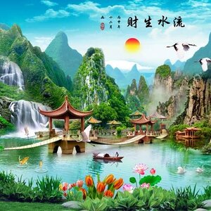 วอลเปเปอร์ปริ้นต์ติ้งลายน้ำตกมงคล JWT-24