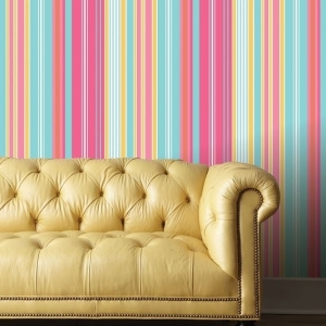 Wallpaper ลายทางสีชมพู,เหลือง,ฟ้า