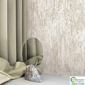 วอลเปเปอร์ ลายเปลือกไม้ สีขาวปนน้ำตาลทอง