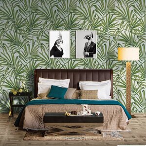 วอลเปเปอร์ลายใบไม้สีเขียว No.VRD20110