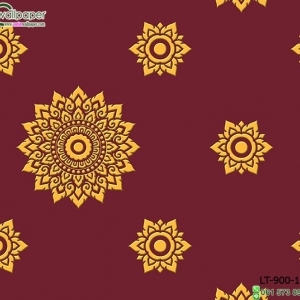วอลเปเปอร์ติดผนังลายไทย ดอกดาวสีแดง