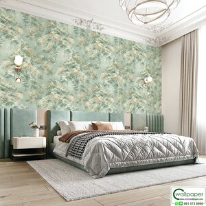วอลเปเปอร์ลายดอกไม้สีเขียว No.52501-1