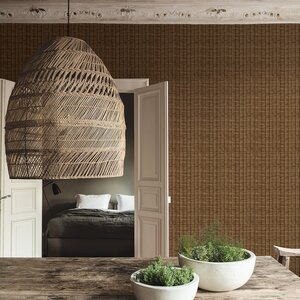 วอลเปเปอร์หน้ากว้าง 1 เมตร ลายตะกร้าหวาย สีน้ำตาลแข้ม