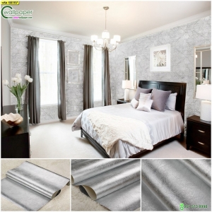 วอลเปเปอร์ติดผนังลายเรียบสีเงิน