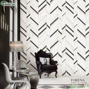 วอลเปเปอร์เกาหลีหน้ากว้างหินอ่อนลายทาง สีดำ ทอง