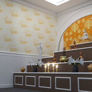 วอลเปเปอร์ลายไทยราคาถูกลายเรือสุพรรณหงส์พื้นขาว