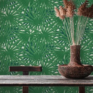 วอลเปเปอร์ลายใบไม้สีเขียว