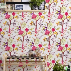วอลเปเปอร์ลายดอกไม้ใบไม้ หลากสี