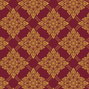 วอลเปเปอร์ลายไทยห้องพระ ลายประจำยามสีแดง