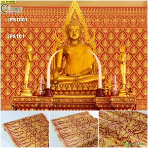 วอลเปเปอร์ลายไทยราคาถูกลายไทยพื้นแดง