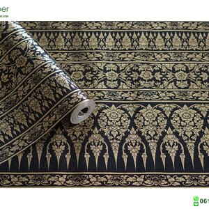 วอลเปเปอร์ติดผนังลายไทย ลายกรวยเชิงสีดำ