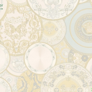 versace wallpaper หลุยส์ลายจานฟ้า ครีม