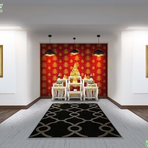 วอลเปเปอร์ลายต้นโพธิ์เงินโพธิ์ทอง พื้นแดง