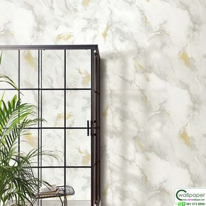 วอลเปเปอร์ลายหินอ่อน สีเทาอ่อนปนสีทอง No.10258-6