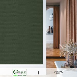 วอลเปเปอร์สีพื้นเขียวลายผ้า No.74017-4