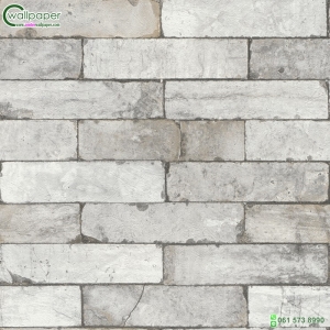 วอลเปเปอร์ลายหินอิฐบล็อกสีขาวปนเทา