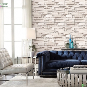 วอลเปเปอร์ลายหินราคาถูกสีขาวครีม