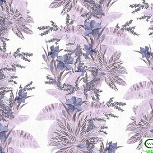 วอลเปเปอร์ลายดอกไม้สีน้ำเงิน ใบสีม่วง