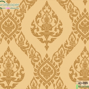 wallpaper ลายไทยห้องพระ ลายเทพพนมสีทอง