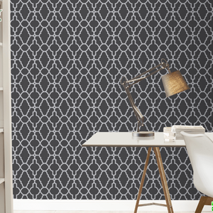 วอลเปเปอร์ลายโมเดิร์นกราฟฟิค เส้นสีเงินพื้นหลังสีดำ