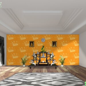 วอลเปเปอร์ลายไทยราคาถูกลายเรือสุพรรณหงส์พื้นทอง