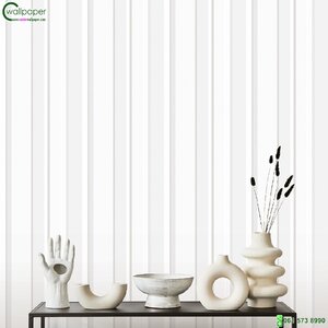 วอลเปเปอร์ติดผนังลายทางสีขาว สลับสีเทาเงิน
