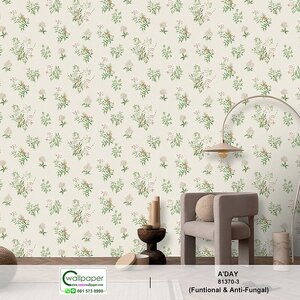 วอลเปเปอร์ลายดอกไม้ พื้นสีเทา No.81370-3