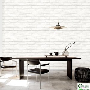 วอลเปเปอร์ลายอิฐสีเทาขาว