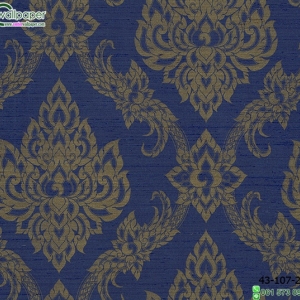 วอลเปเปอร์ติดผนังลายไทยบัวแก้วสีน้ำเงิน