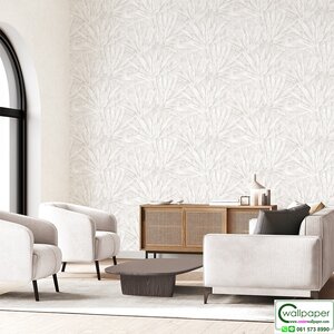 วอลเปเปอร์ลายใบไม้ สีเทาอ่อน No.9458-1