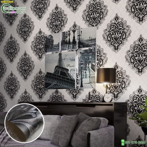 วอลเปเปอร์ลายไทยหลุยส์ สีดำ