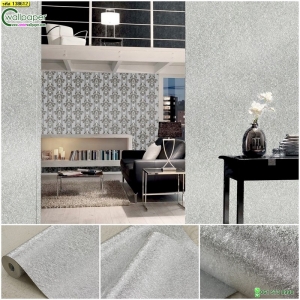 วอลเปเปอร์ติดผนังลายเรียบสีเงิน