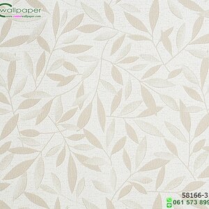 วอลเปเปอร์ติดผนัง ราคาถูก ลายใบไม้สีน้ำตาลครีม