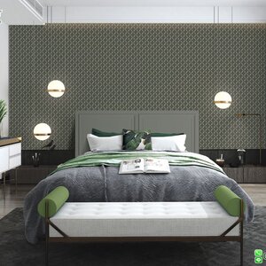 วอลเปเปอร์ลายกราฟฟิคตาข่าย สีเขียว แท็กเจอร์ลายผ้า